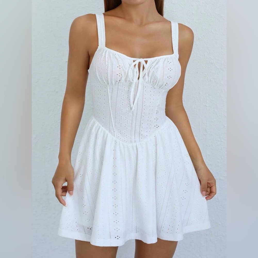 ✨ White Eyelet Tie-Front Sundress ✨